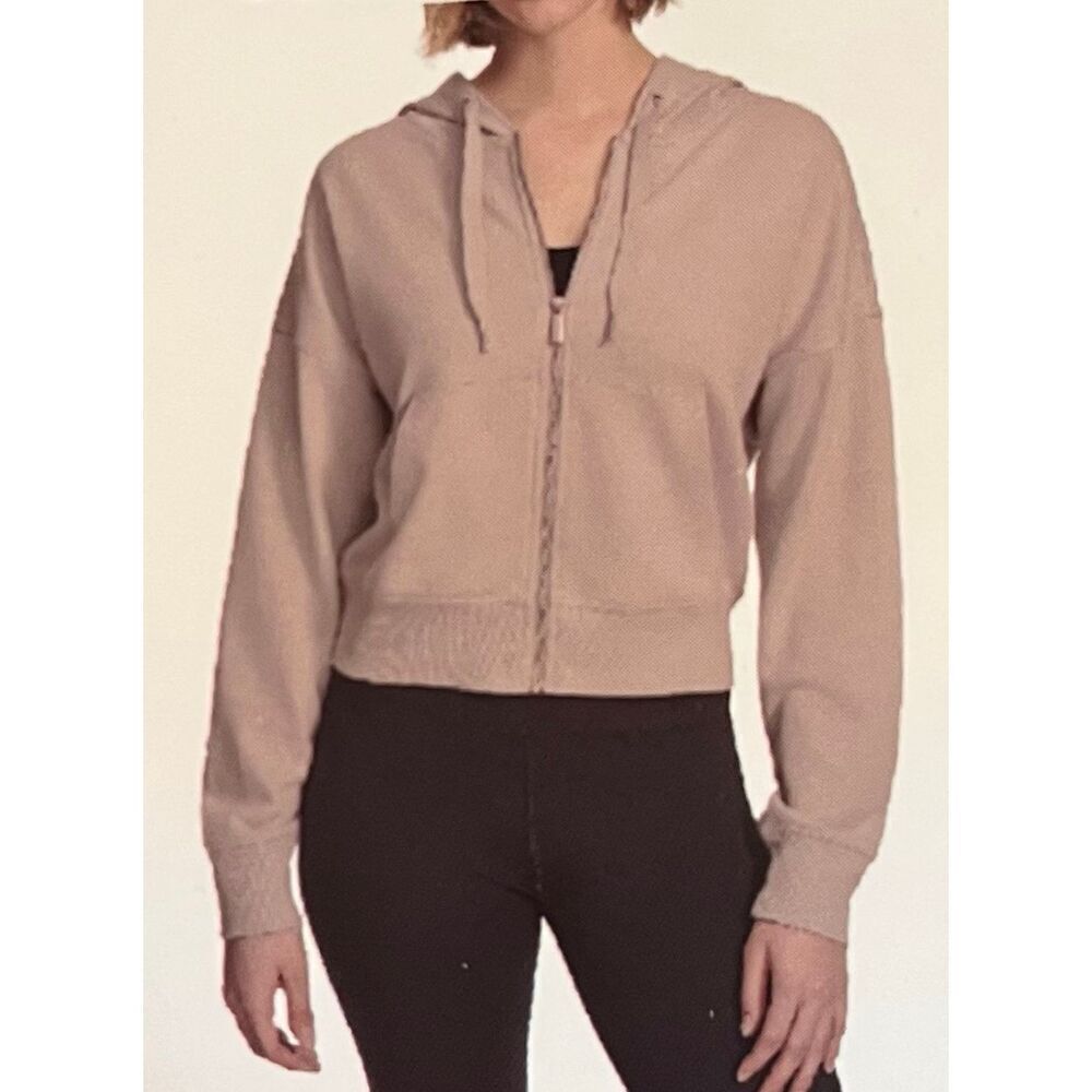DKNY Women’s Hoodie Zip-Up Jacket XXLPebble Beige NWT Style DPMJ9614